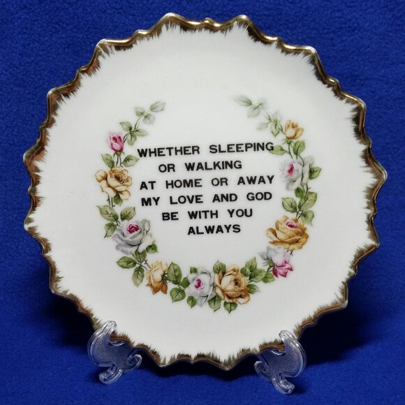 My Love and God Be With You Wall Hanging Plate 1960's Wall Decor Granny Core - Picture 2 of 10